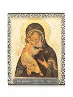 Икона в серебряном багете "Владимирская икона Божией Матери"